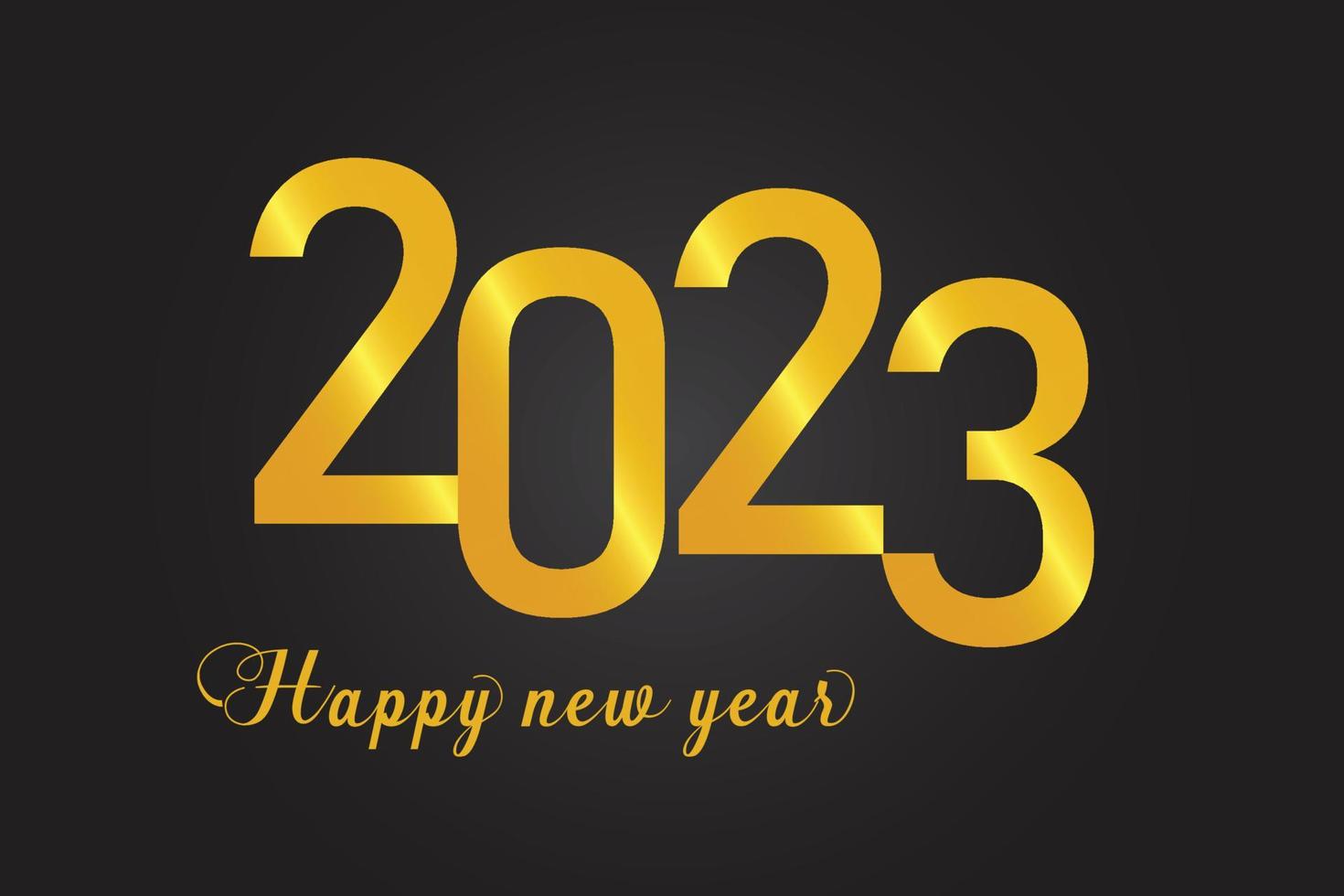 Celebration of happy new year 2023 gold greeting poster design vector