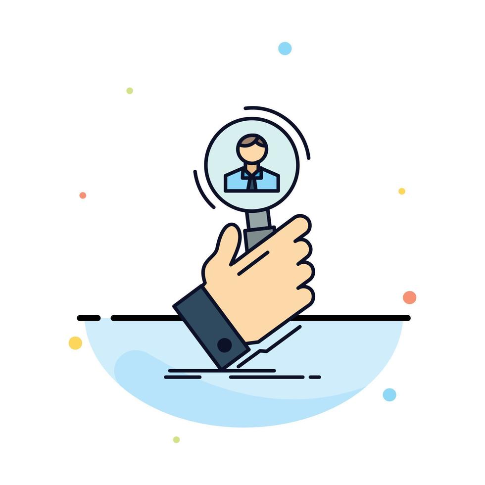 recruitment search find human resource people Flat Color Icon Vector