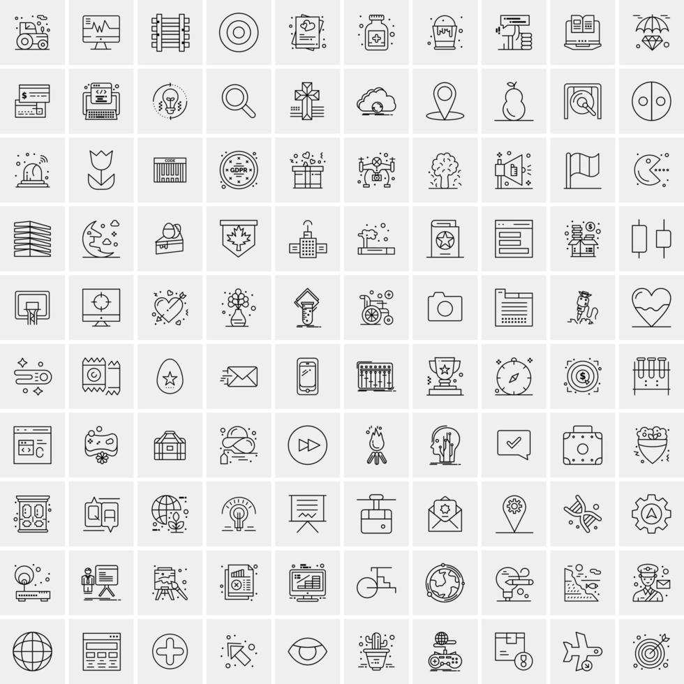 100 iconos de negocios para web y material impreso vector