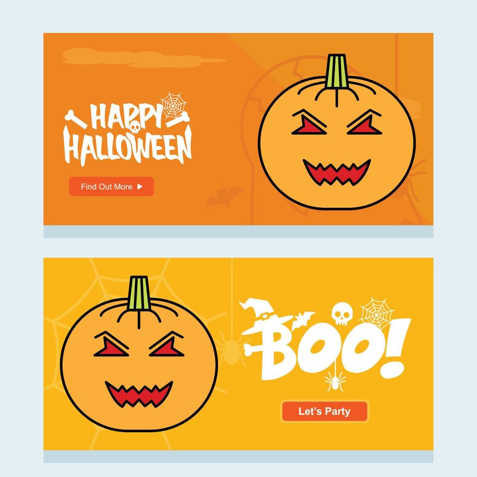 diseño de invitación de halloween feliz con vector de calabaza