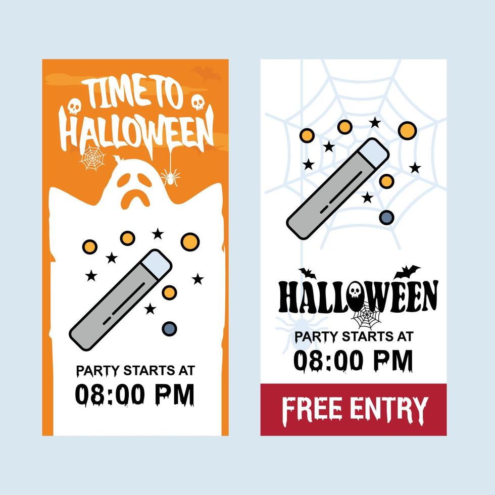 diseño de invitación de halloween feliz con vector de palo mágico