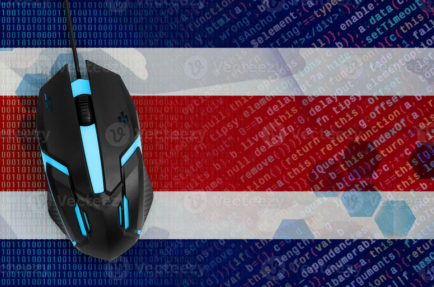 Costa Rica flag  and computer mouse. Digital threat, illegal actions on the Internet photo