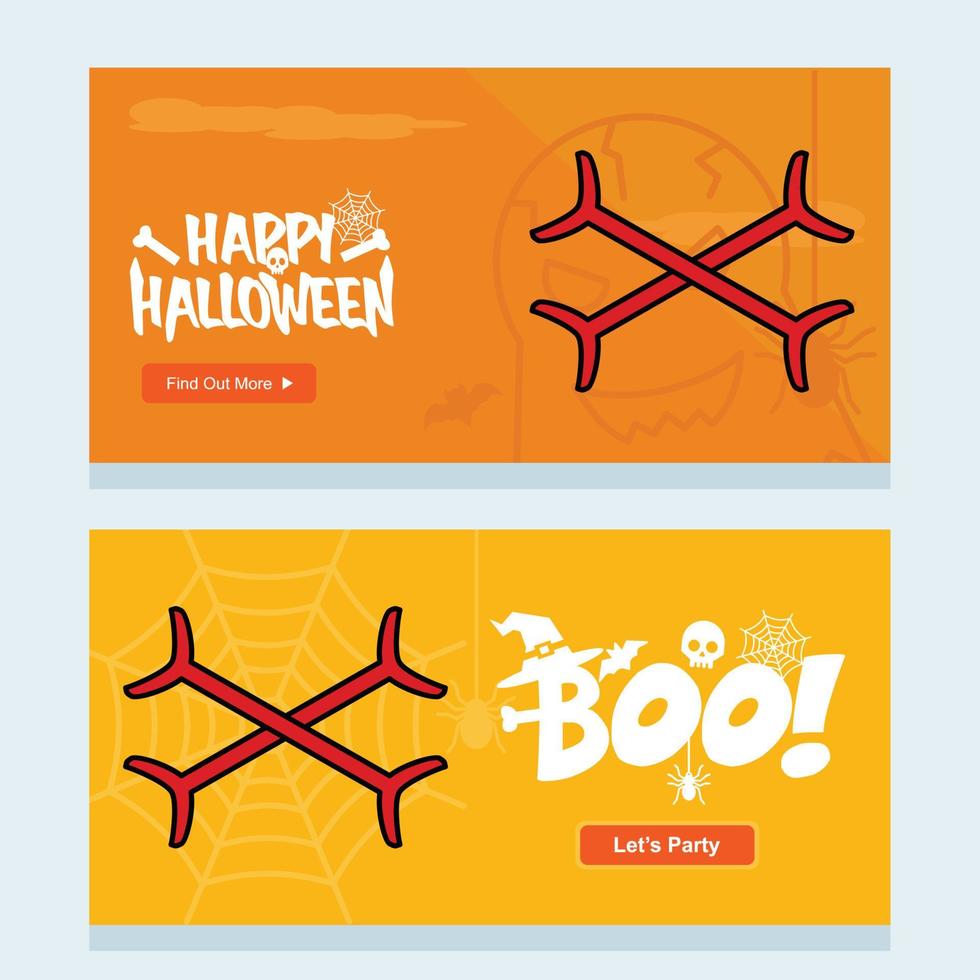 diseño de invitación de feliz halloween con vector de huesos