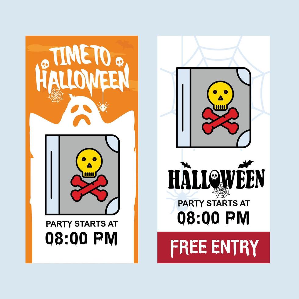 Happy Halloween invitation design with devil book vector