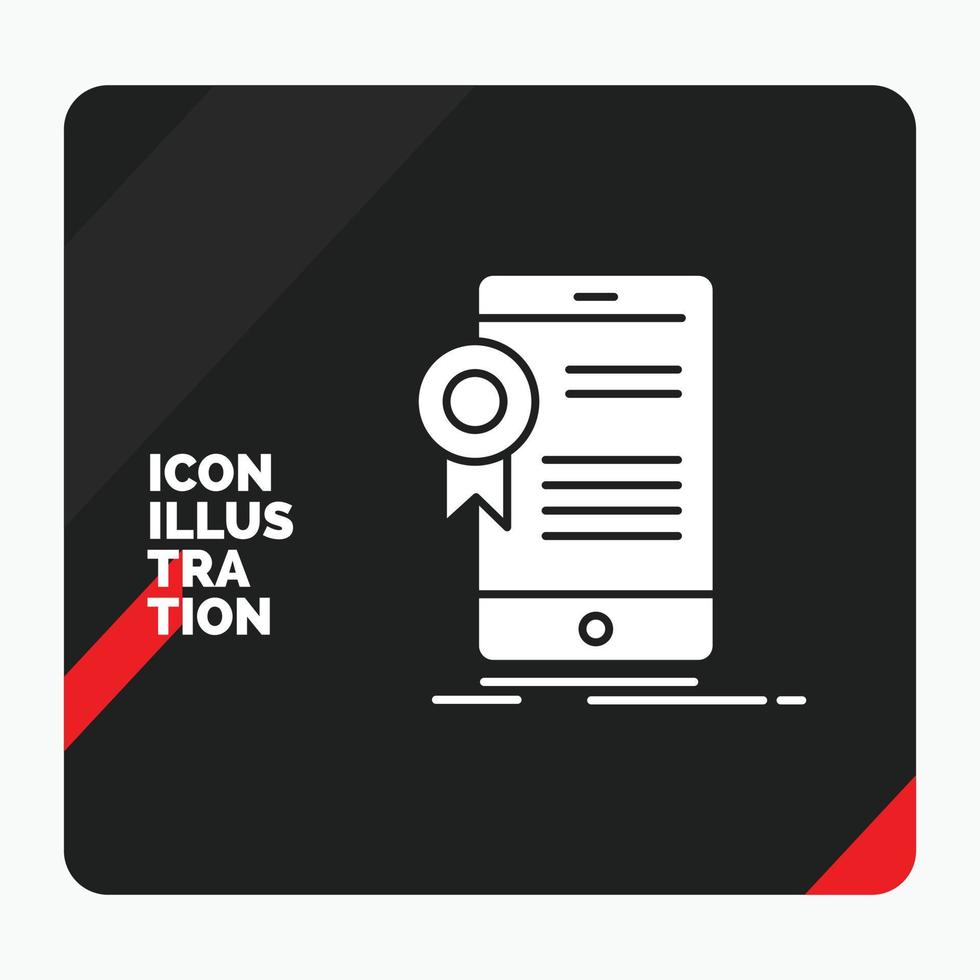 fondo de presentación creativa rojo y negro para certificado. Certificación. aplicación solicitud. icono de glifo de aprobación vector