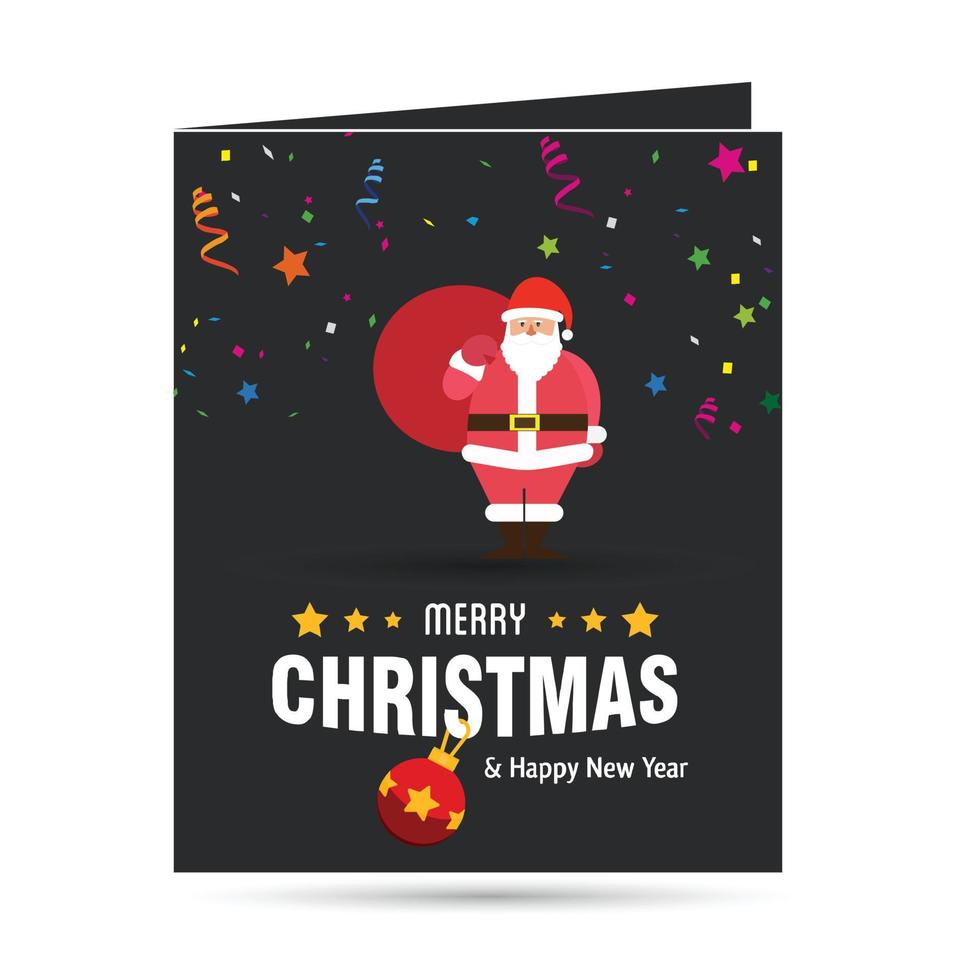 Merry Christmas card with dark background with creative design and typography vector