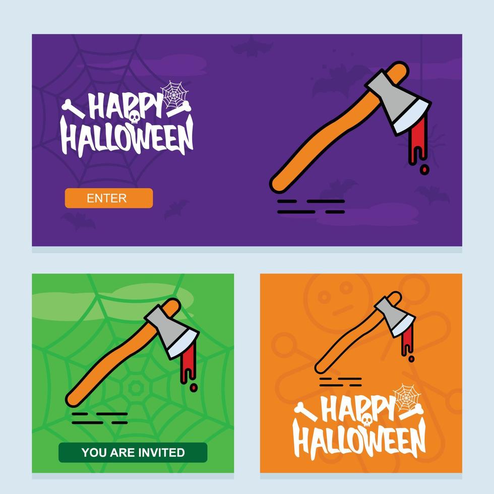 Happy Halloween invitation design with axe vector