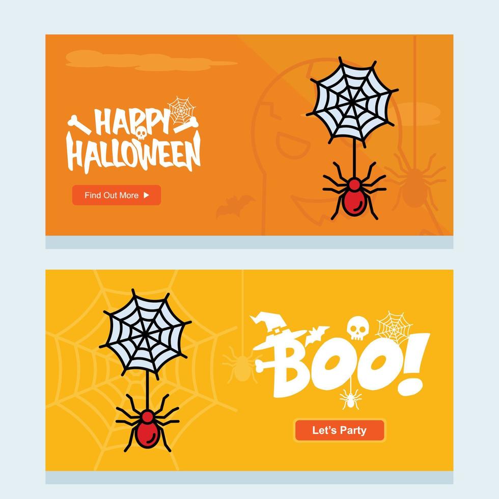 Happy Halloween invitation design with spider vector