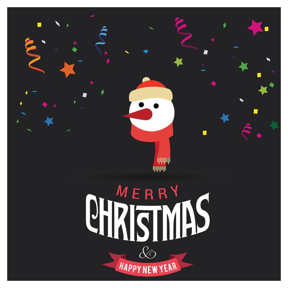 diseño de tarjeta de feliz navidad con tipografía creativa y vector de fondo oscuro