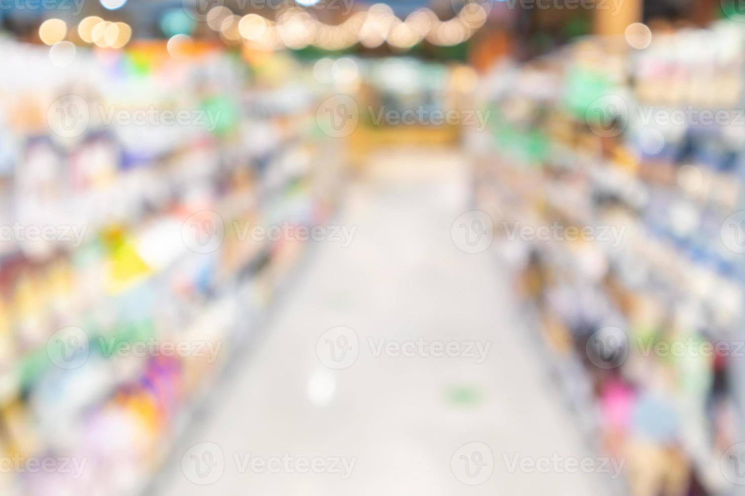 supermarket grocery store aisle and shelves blurred background photo