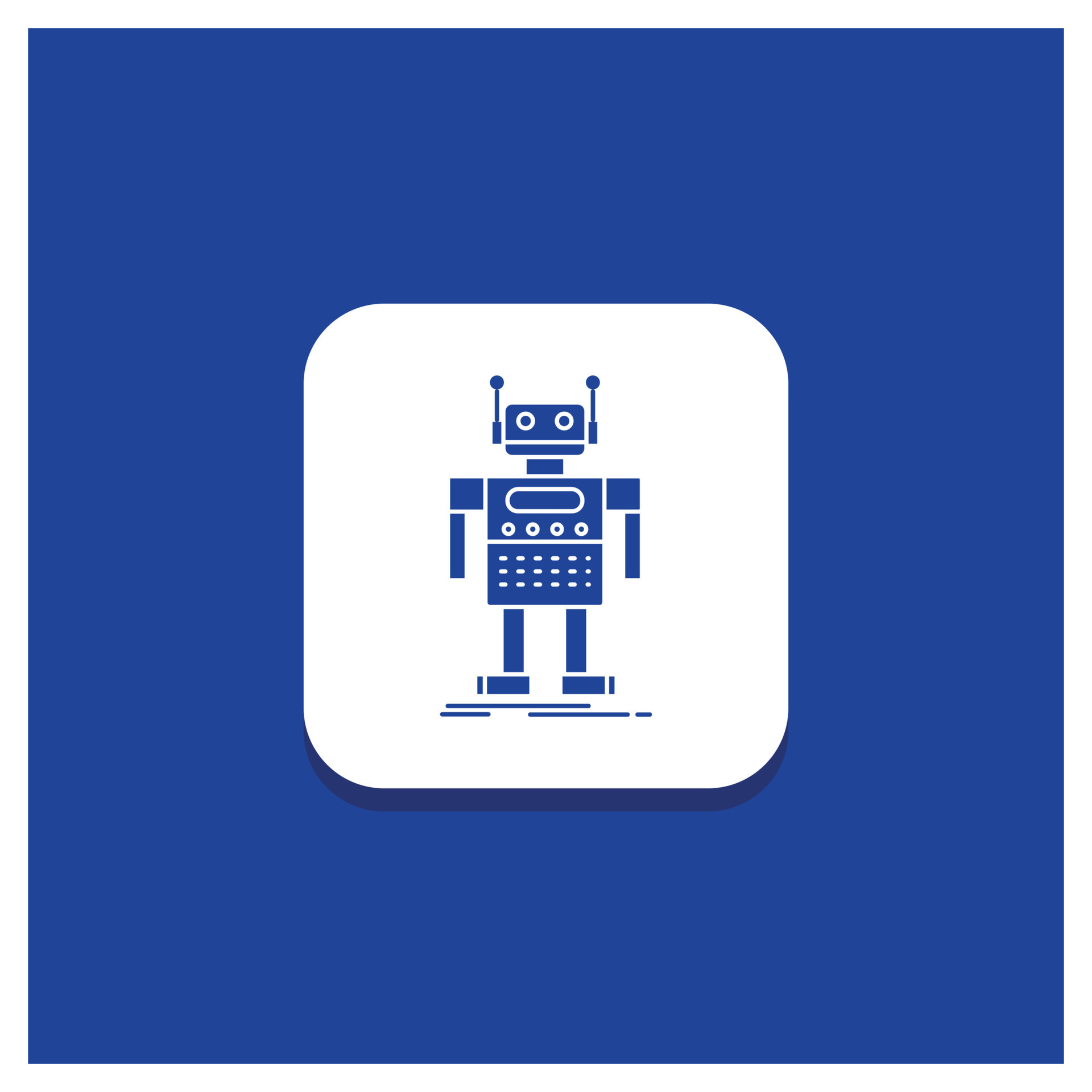 Blue Round Button for robot. Android. artificial. bot. technology Glyph ...