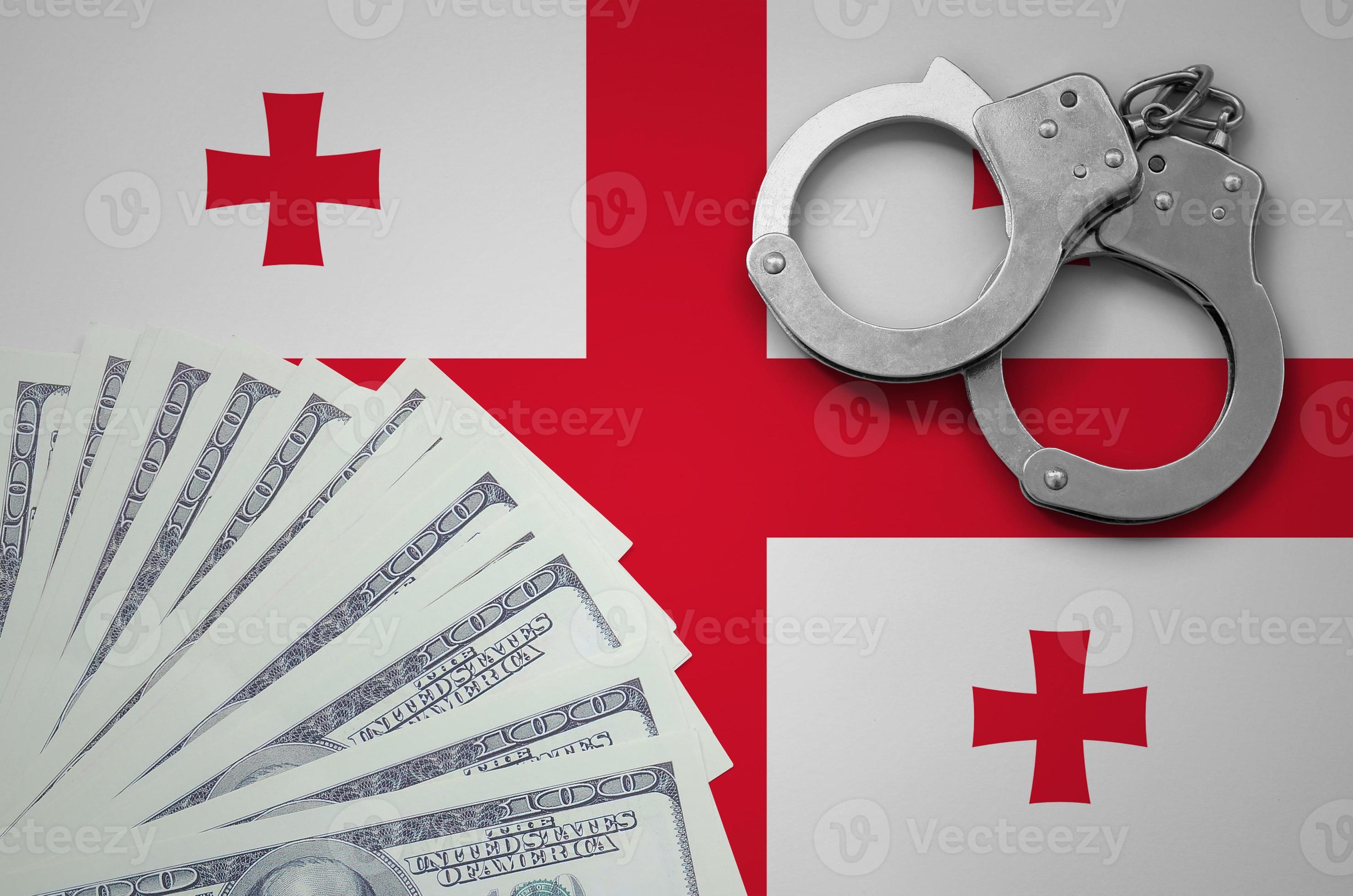 flag with handcuffs and a bundle of dollars. The concept of