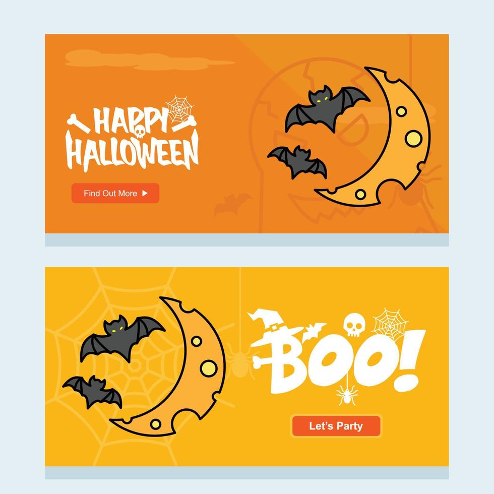 diseño de invitación de feliz halloween con vector de luna