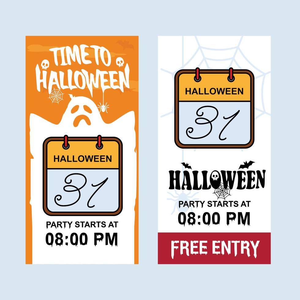 Happy Halloween invitation design with calender vector