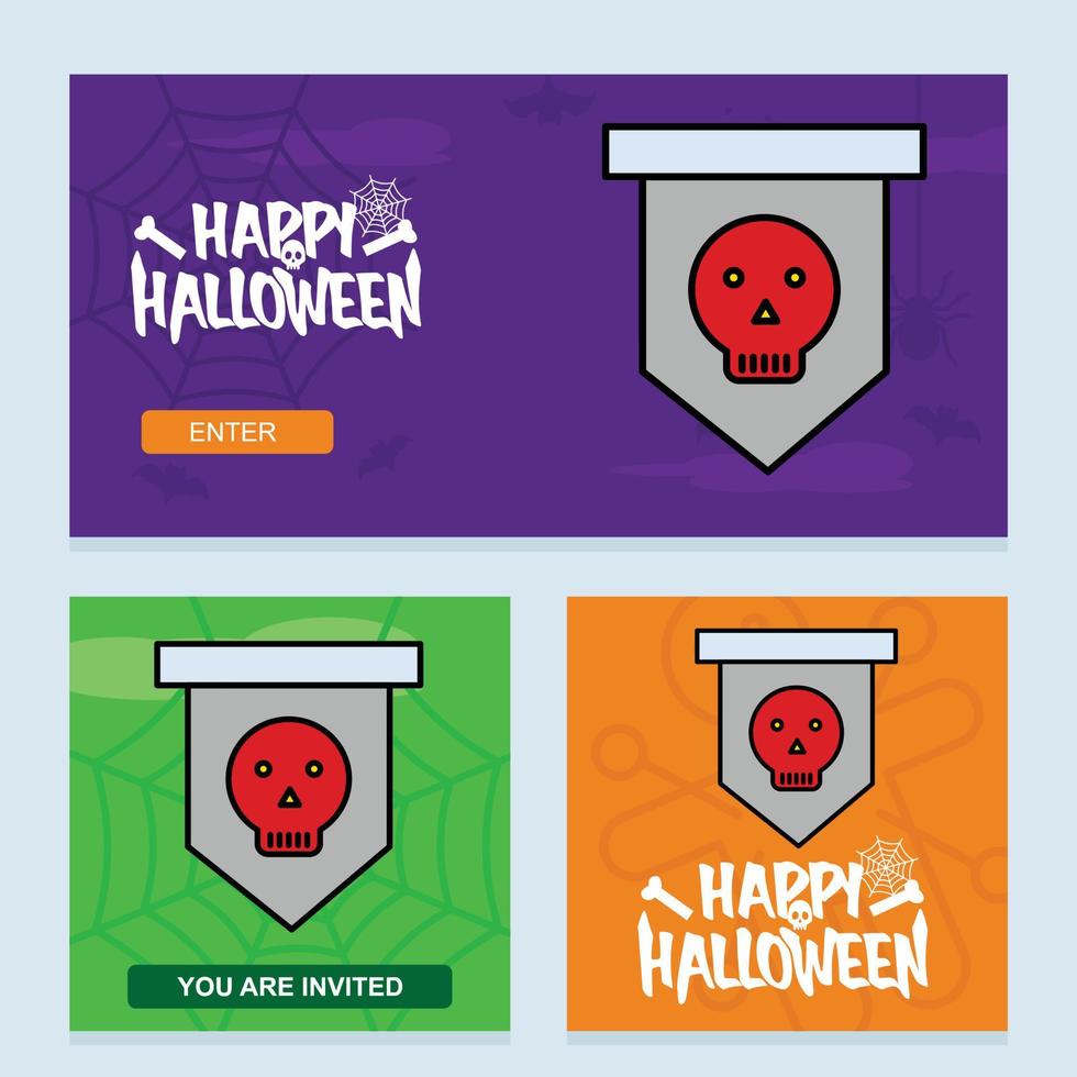 Happy Halloween invitation design with skull vector