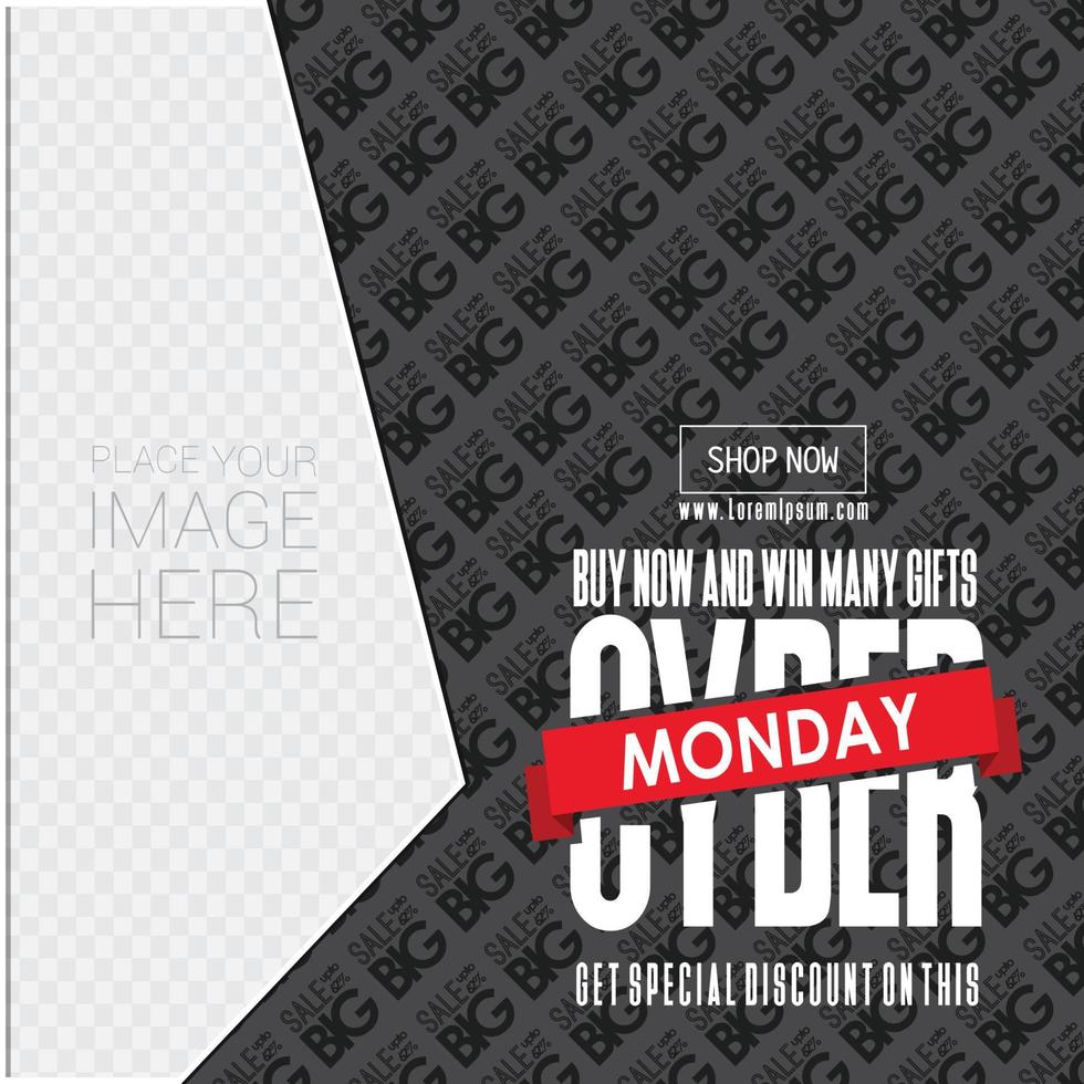 Cyber Monday sale card design vector