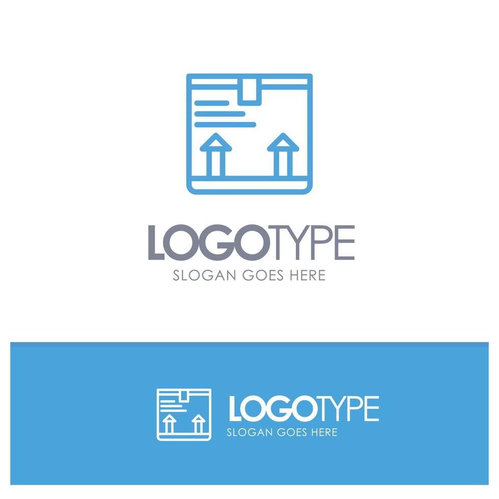Deliver Box Arrow Up Blue Logo Line Style vector