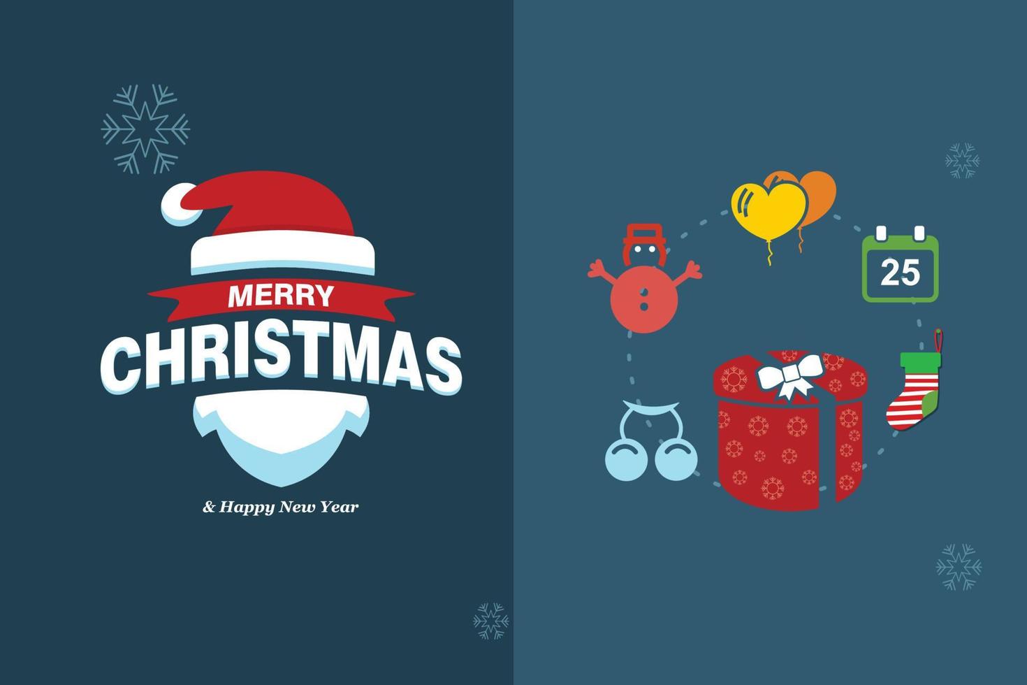 Merry Christmas card with elegent design and typography vector