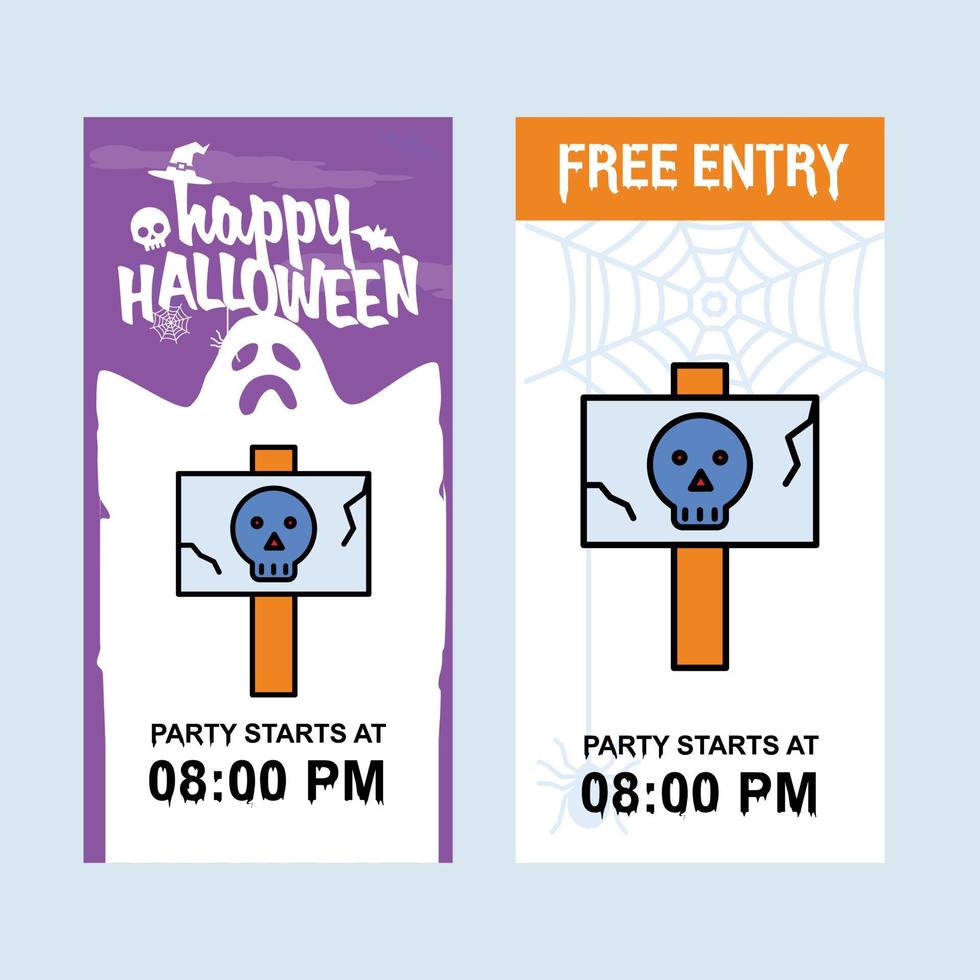 Happy Halloween invitation design with danger board vector