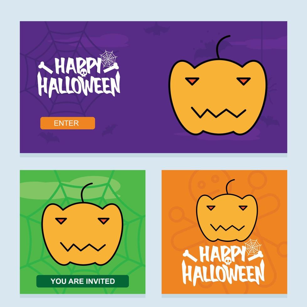 diseño de invitación de halloween feliz con vector de calabaza