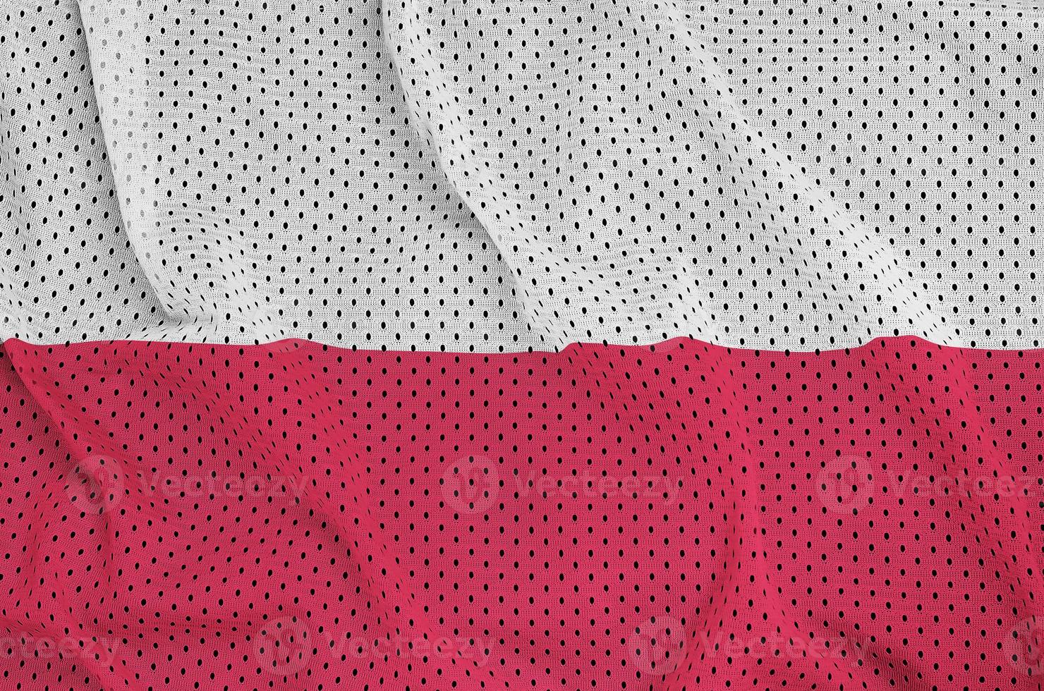 Poland flag printed on a polyester nylon sportswear mesh fabric photo