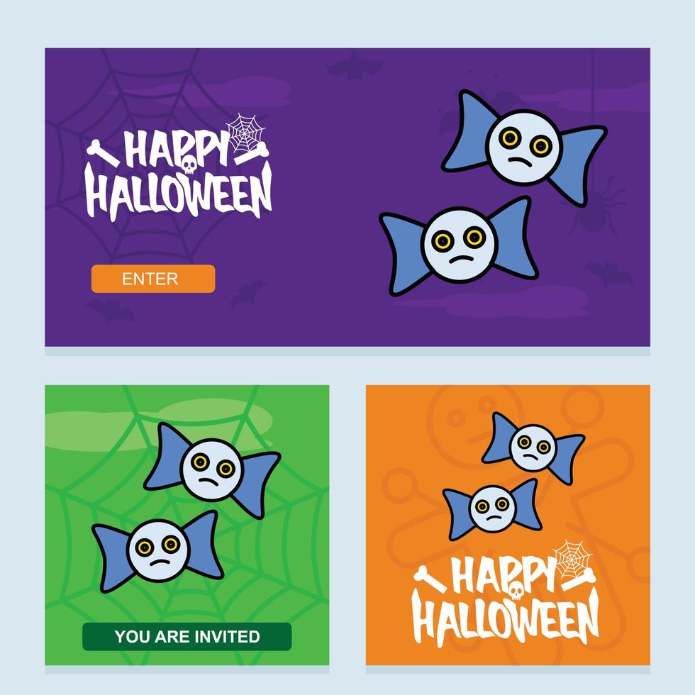 diseño de invitación de feliz halloween con vector de murciélagos