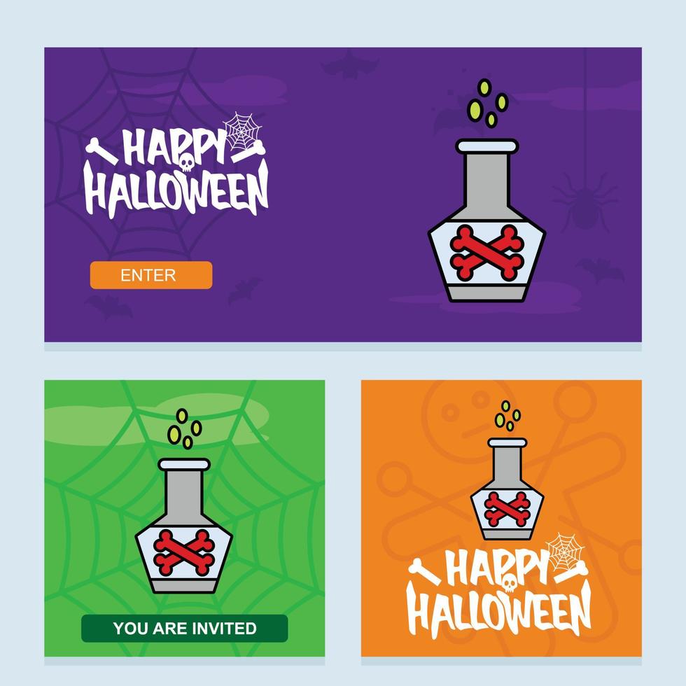 diseño de invitación de halloween feliz con vector de veneno