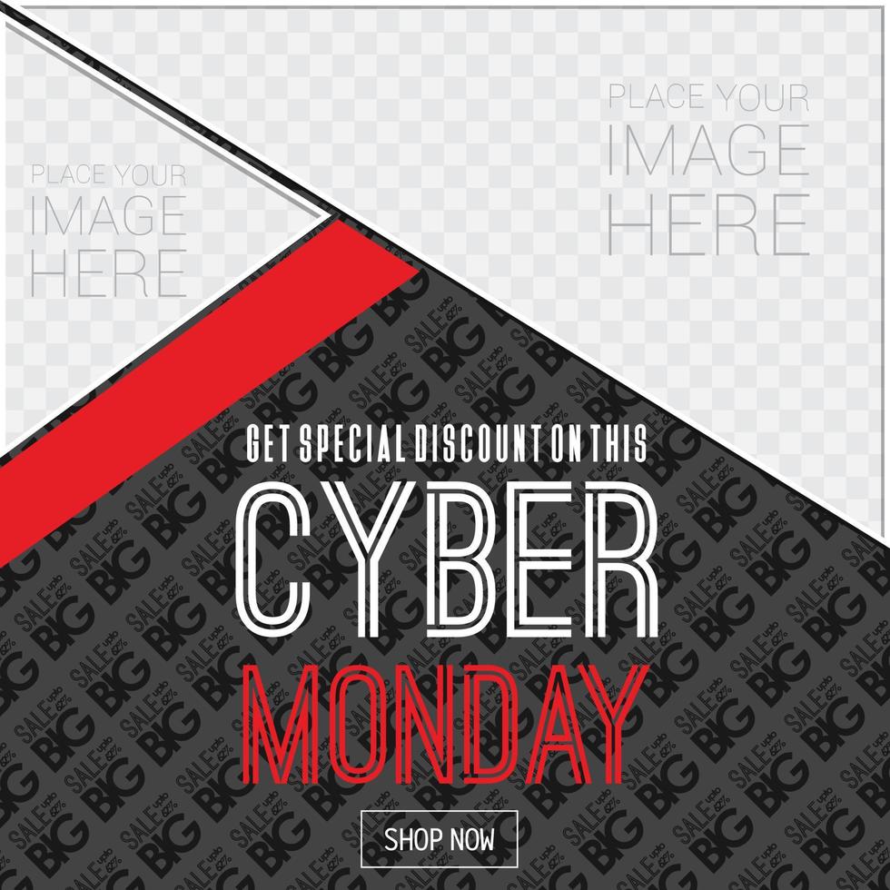 Cyber Monday sale card design vector
