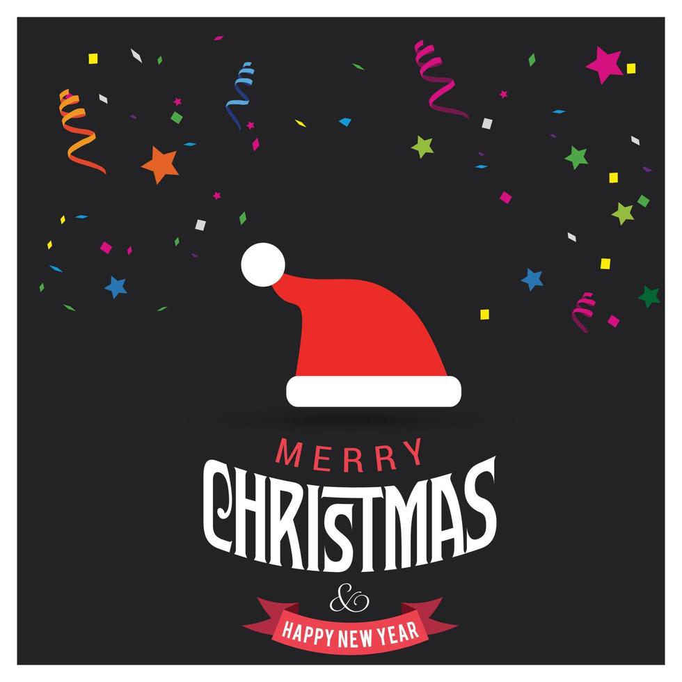 Merry Christmas card design with creative typography and dark background vector