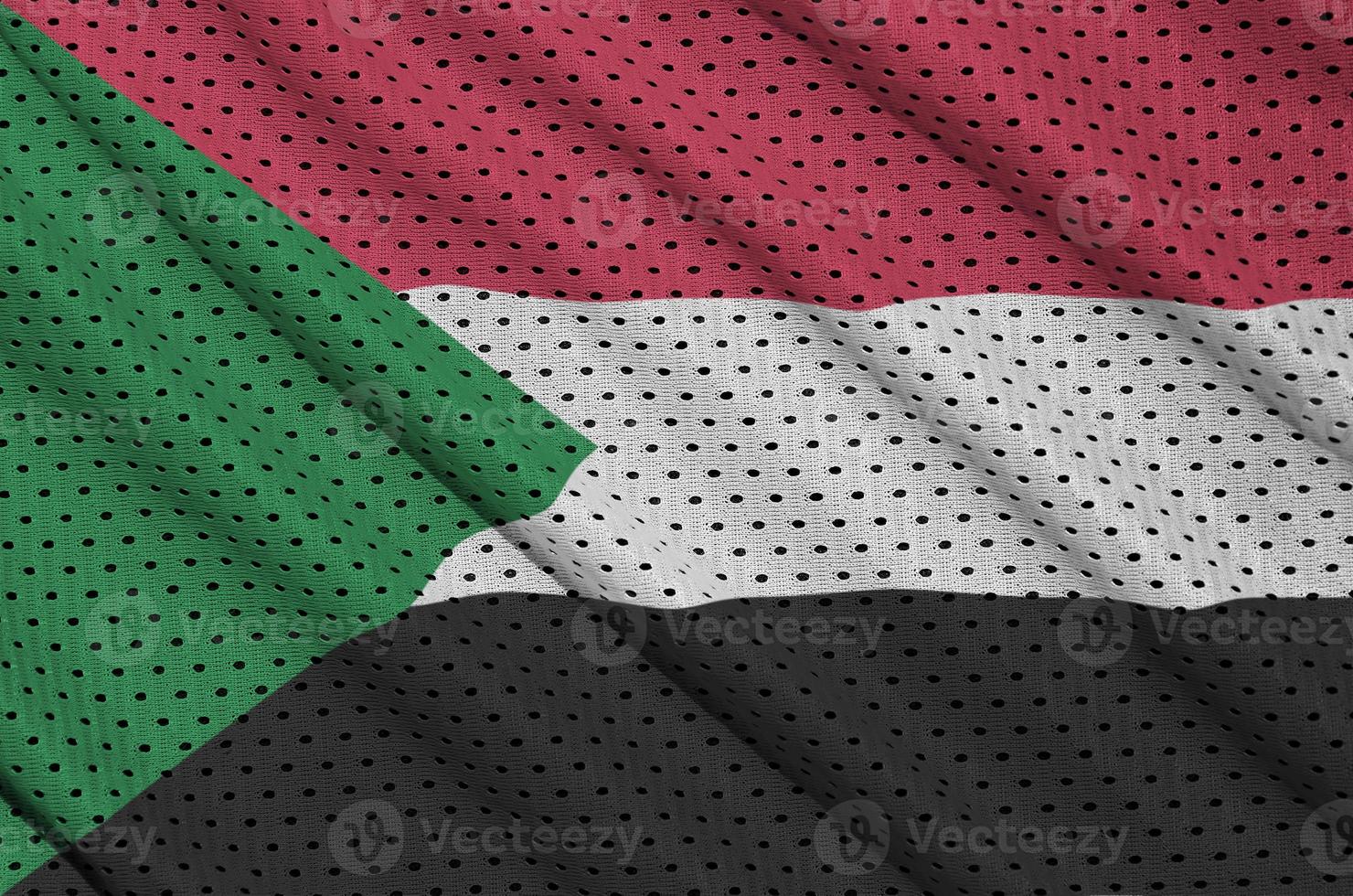 Sudan flag printed on a polyester nylon sportswear mesh fabric w photo