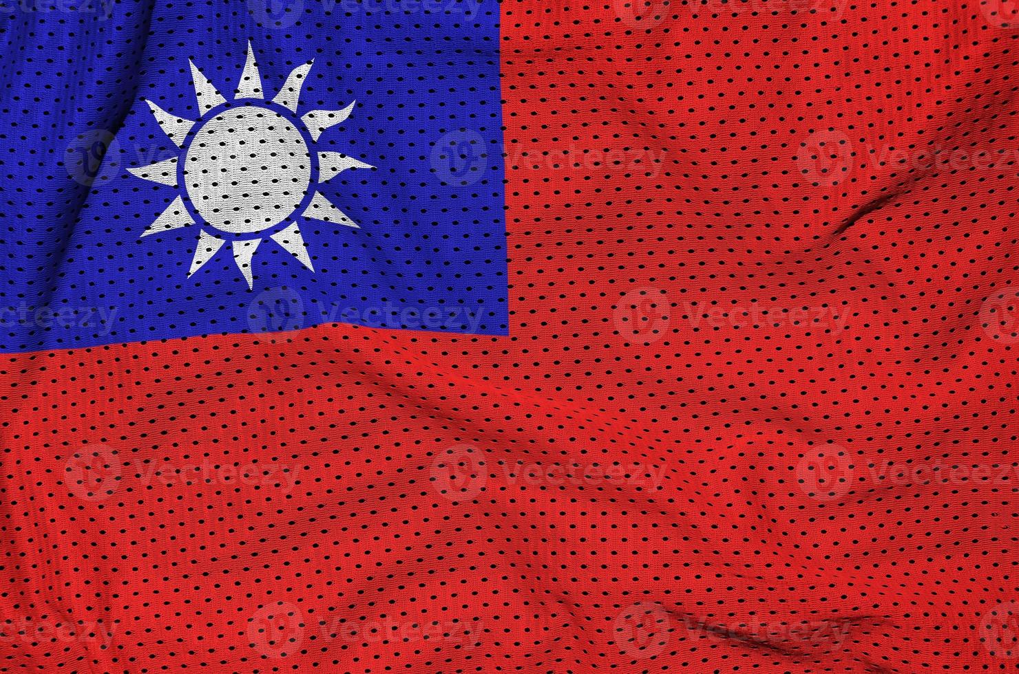 Taiwan flag printed on a polyester nylon sportswear mesh fabric photo