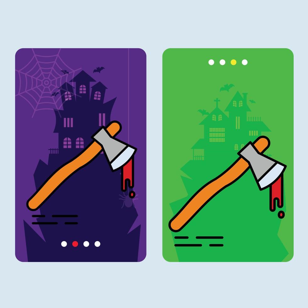 Happy Halloween invitation design with axe vector