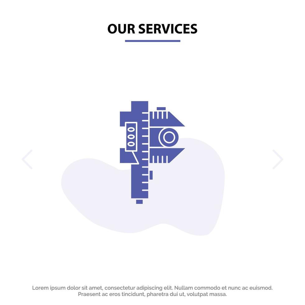 Our Services Measuring Accuracy Measure Small Tiny Solid Glyph Icon Web card Template vector