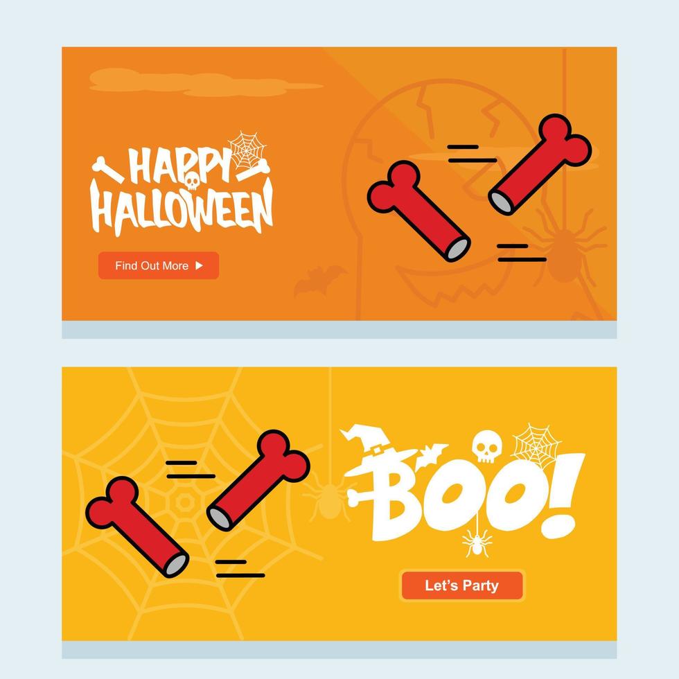 diseño de invitación de feliz halloween con vector de huesos