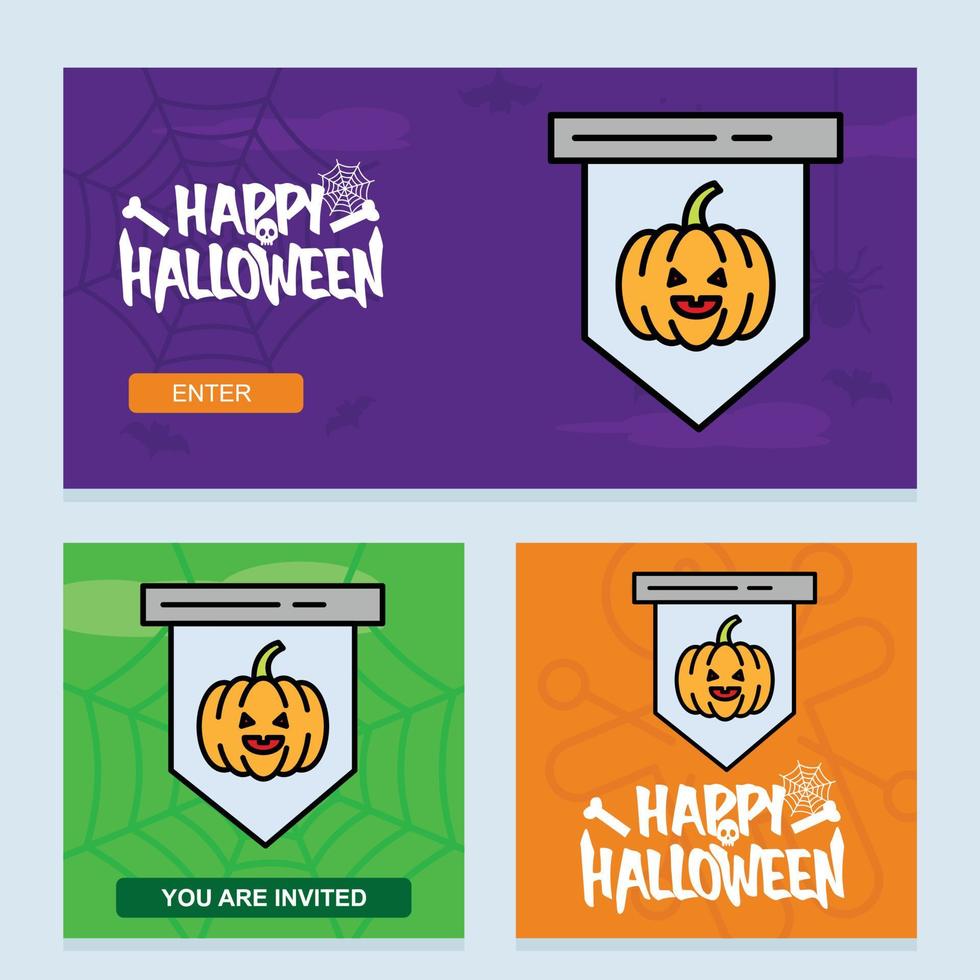 Happy Halloween invitation design with pumpkin vector