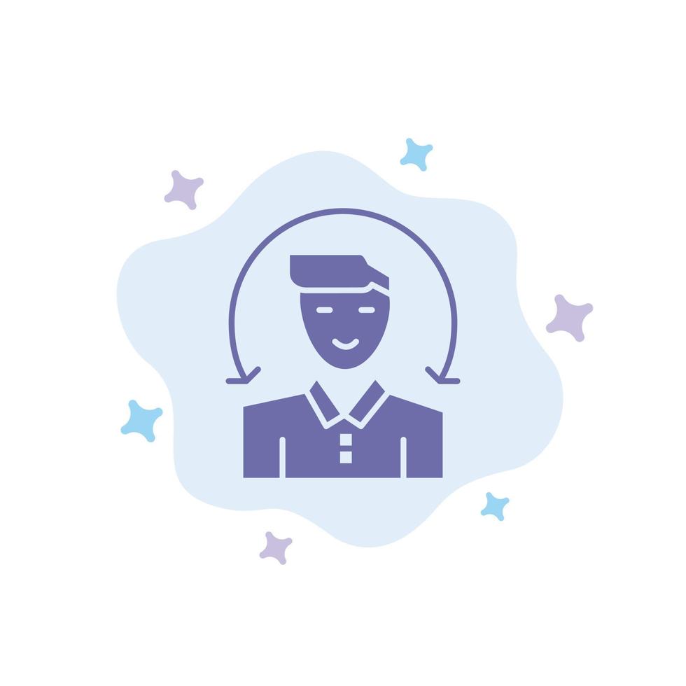 icono azul de servicios de cliente masculino de usuario en el fondo abstracto de la nube vector