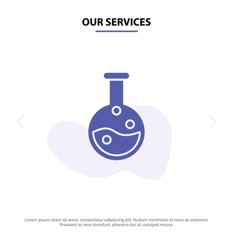 Our Services Education Lab Laboratory Solid Glyph Icon Web card Template vector