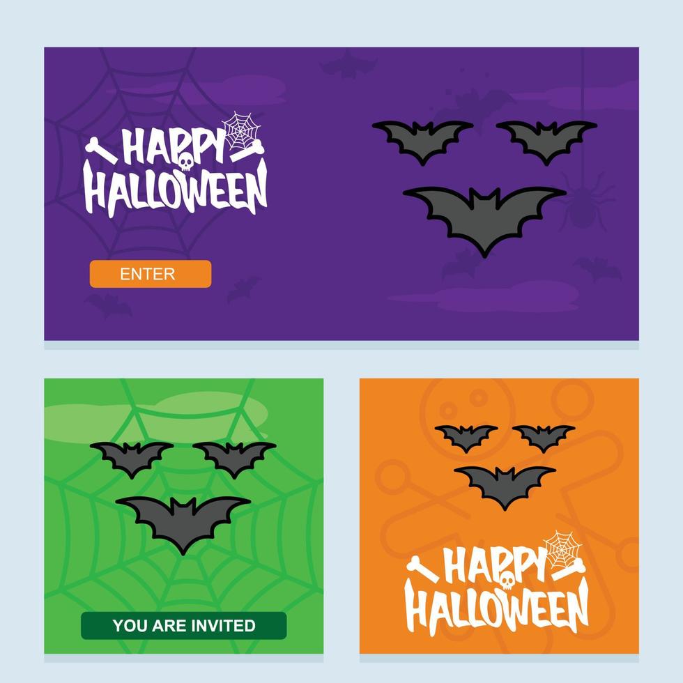 diseño de invitación de feliz halloween con vector de murciélagos