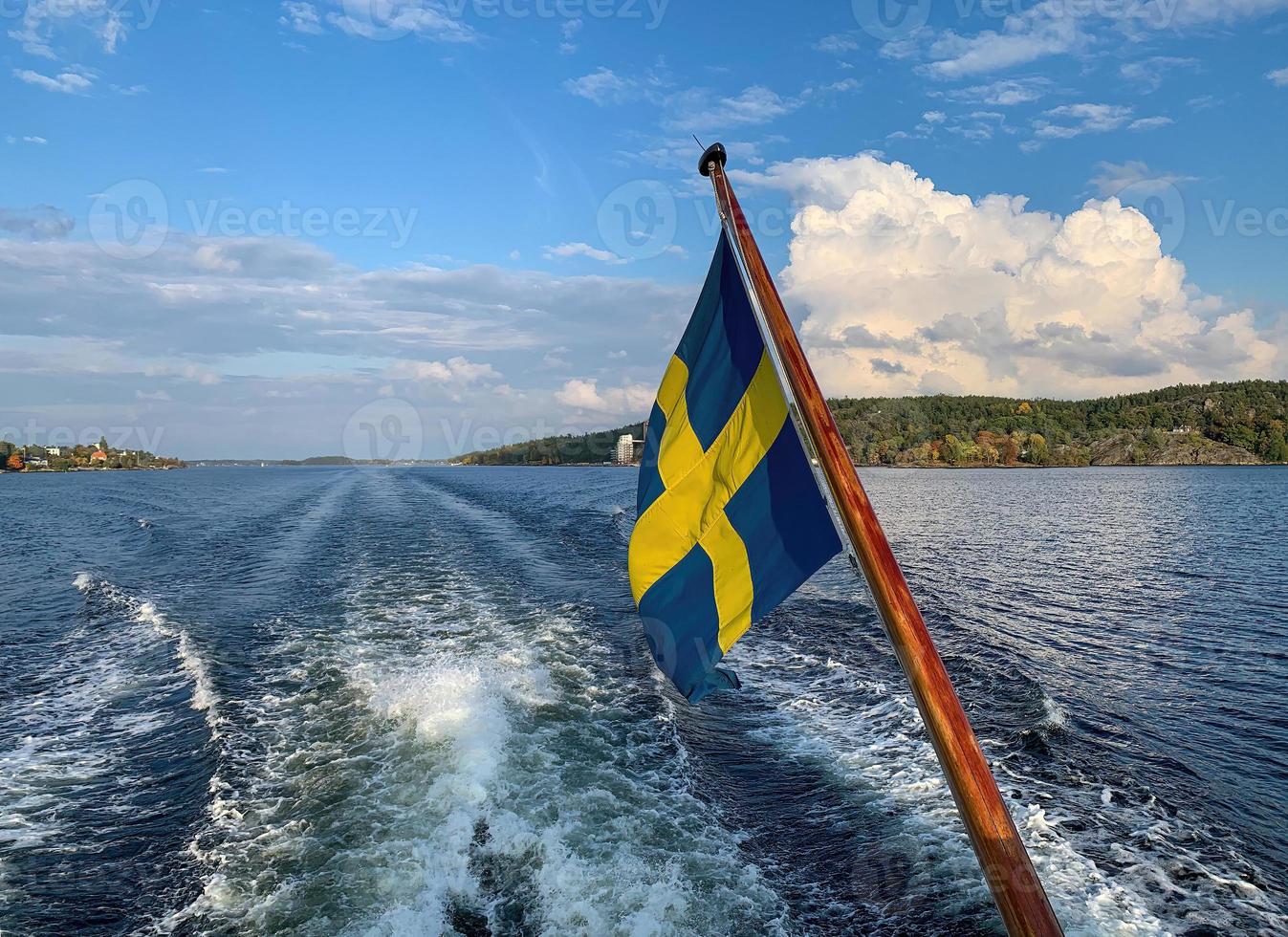 Swedish flag on a sailing boat 6 photo