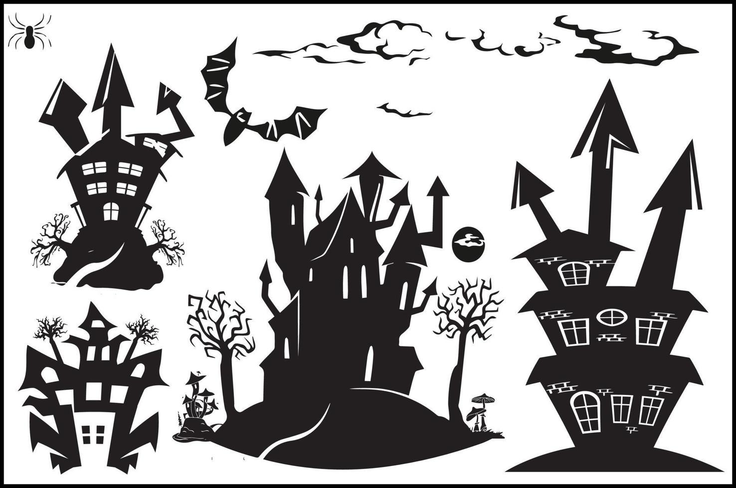 halloween cazado casa vectro elementos de halloween descargar vector