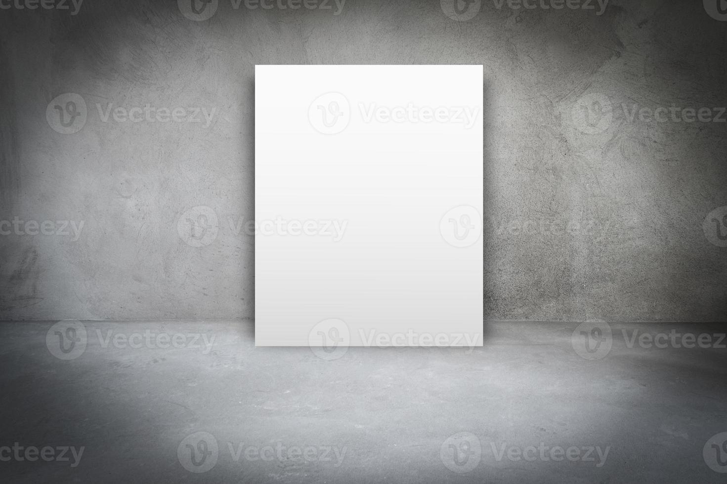 Room concrete interior in gray colors and with blank poster canvas. Mock up template for adding your content or design photo