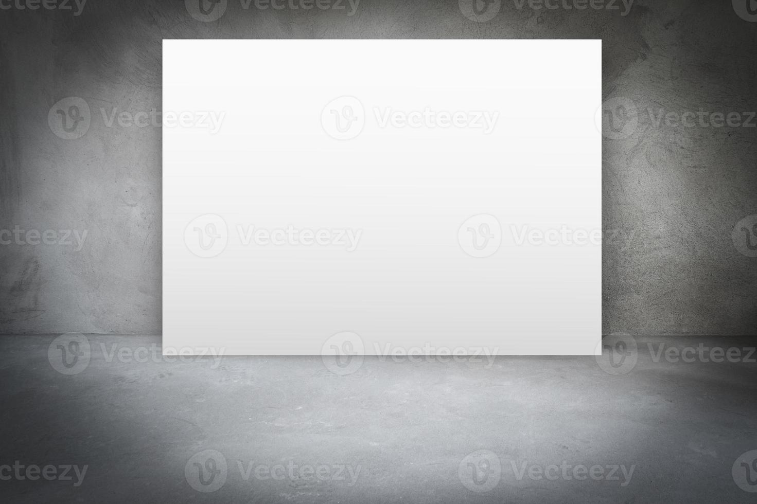 Room concrete interior with blank poster canvas. Mock up template photo