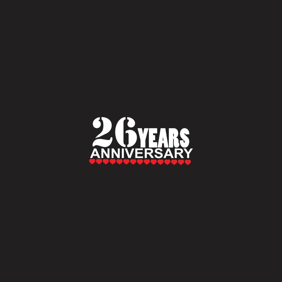 26 years anniversary celebration logotype, hand lettering, 26 year sign, greeting card vector