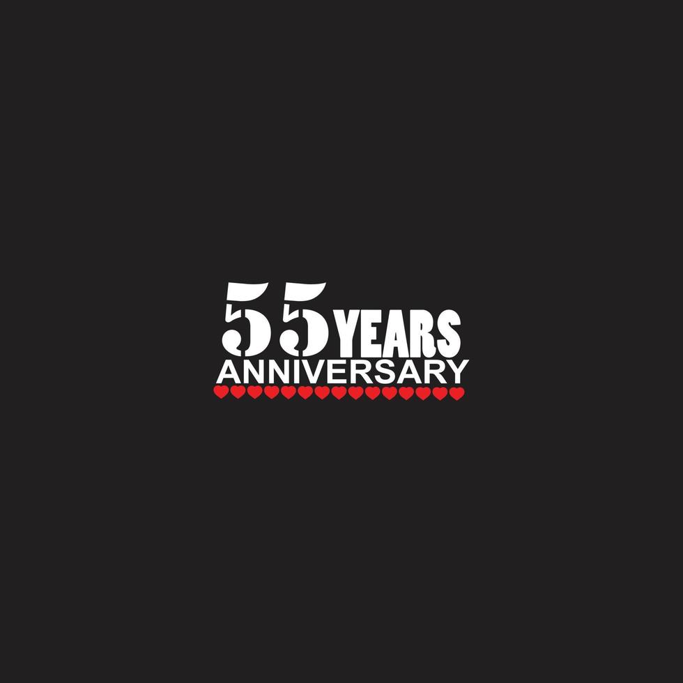 Logotipo de celebración de aniversario de 55 años, letras a mano, signo de 55 años, tarjeta de felicitación vector