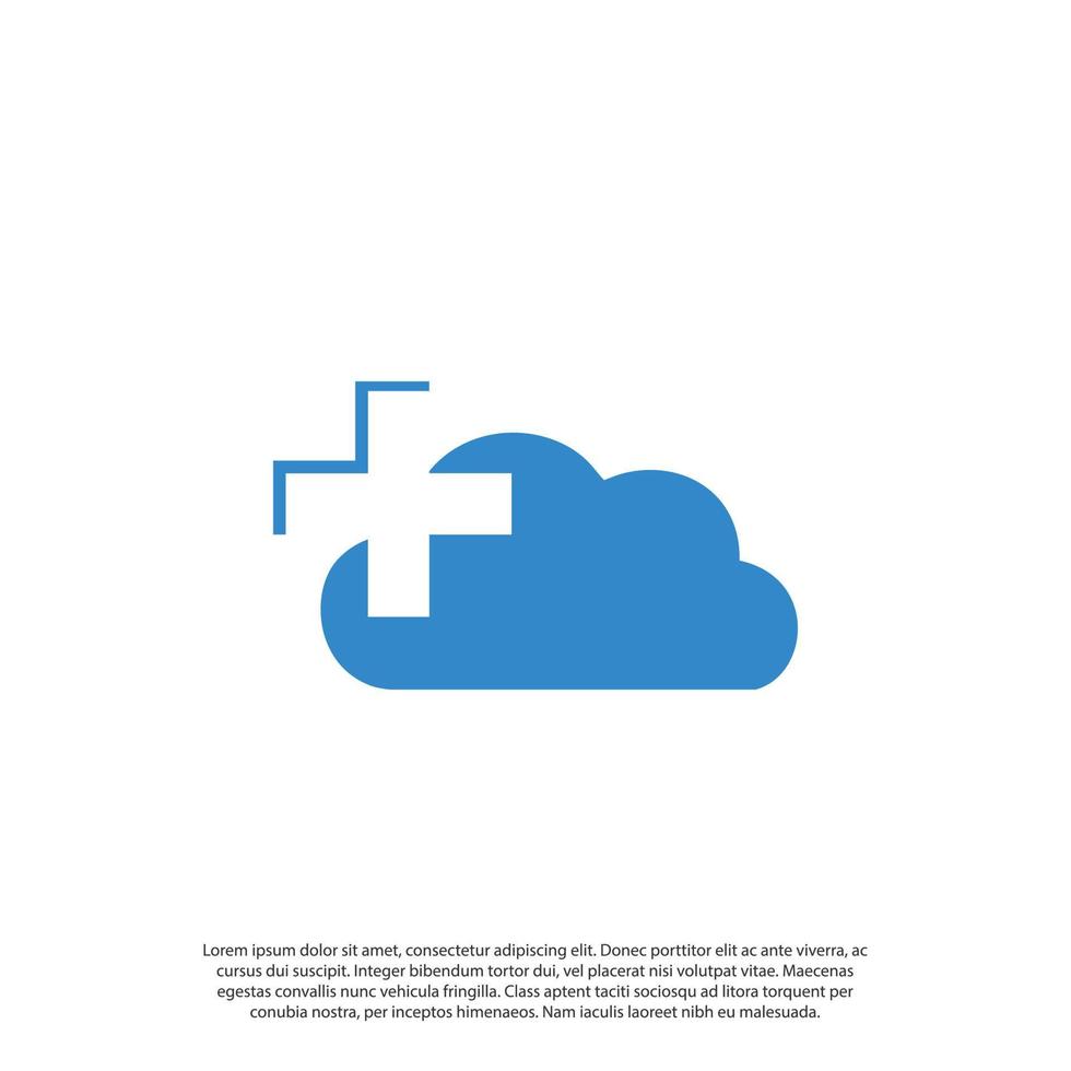 simple icon or logo representing stylized cloud and a plus sign. used as a logo, as an icon or a separate visual depicting the cloud computing idea or illustrating cloud related idea. vector