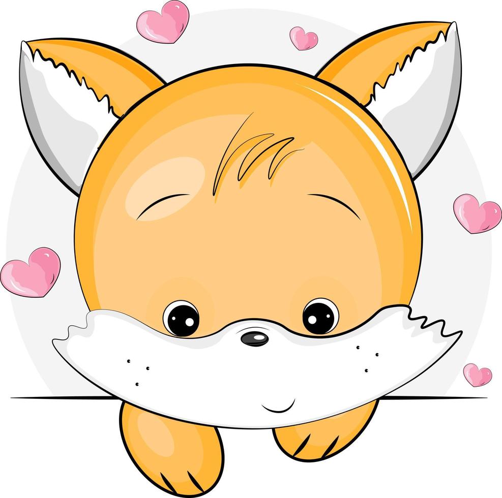 cute fox head with hearts vector