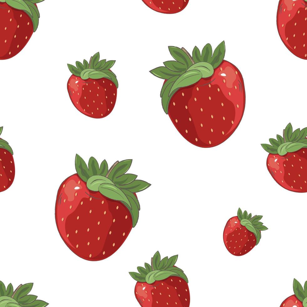 patrones sin fisuras con fresas en blanco vector