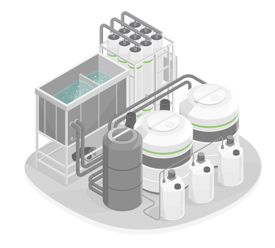 Wastewater treatment technology vector art icons and graphics for