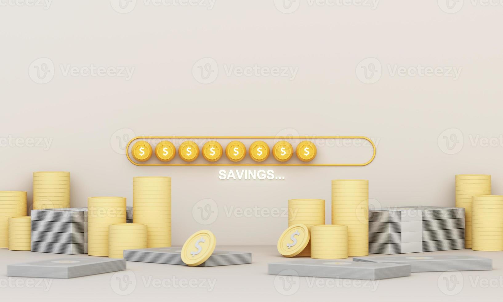Saving money for a home. The concept is the accumulation of money for housing, mortgages, affordable housing, the dream of owning a home, loan installments. cartoon style. 3d rendering illustration photo