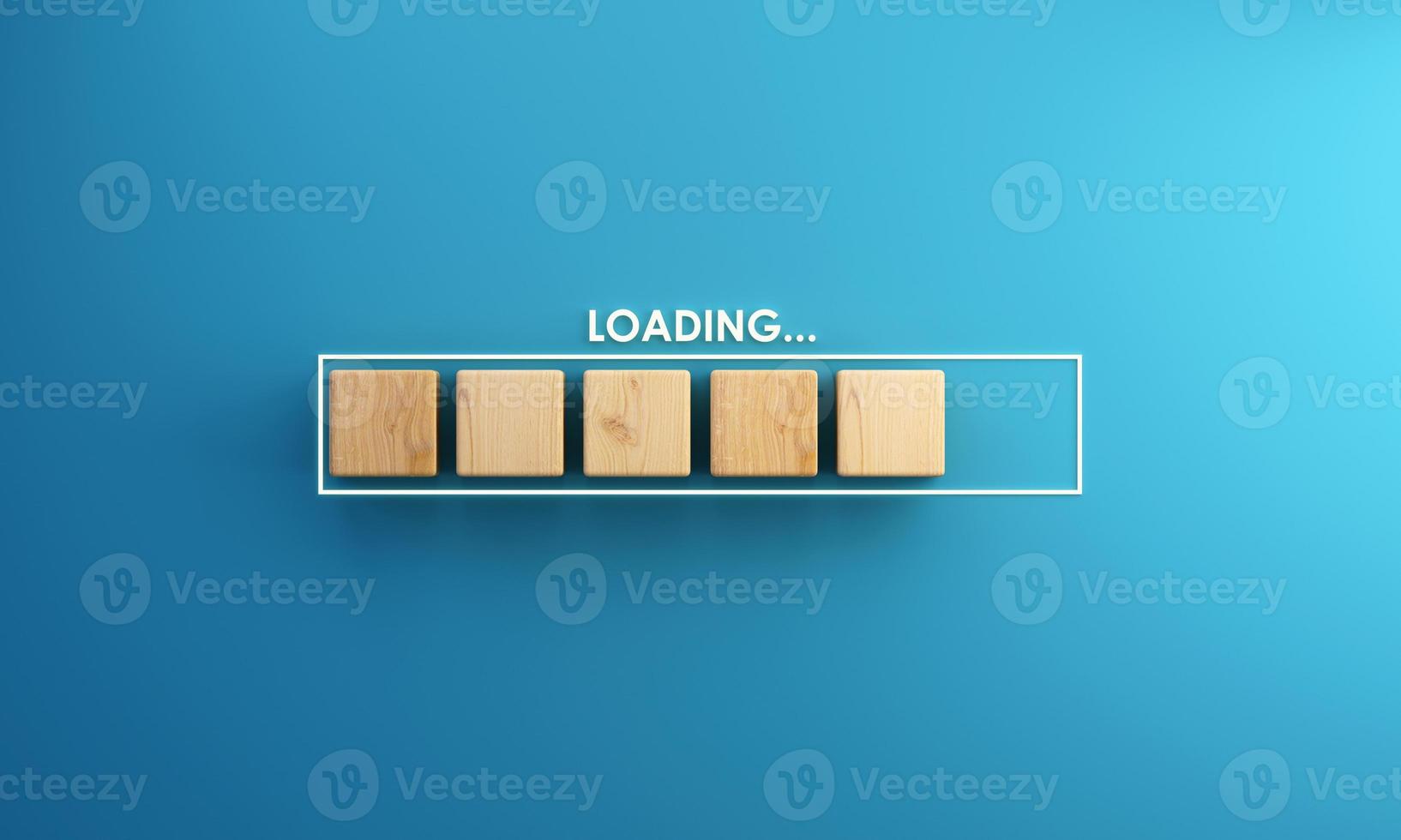 New year 2023 Loading. Countdown from 2022 to 2023 with wooden cartoon hand putting wood cube in progress bar. 3d rendering photo